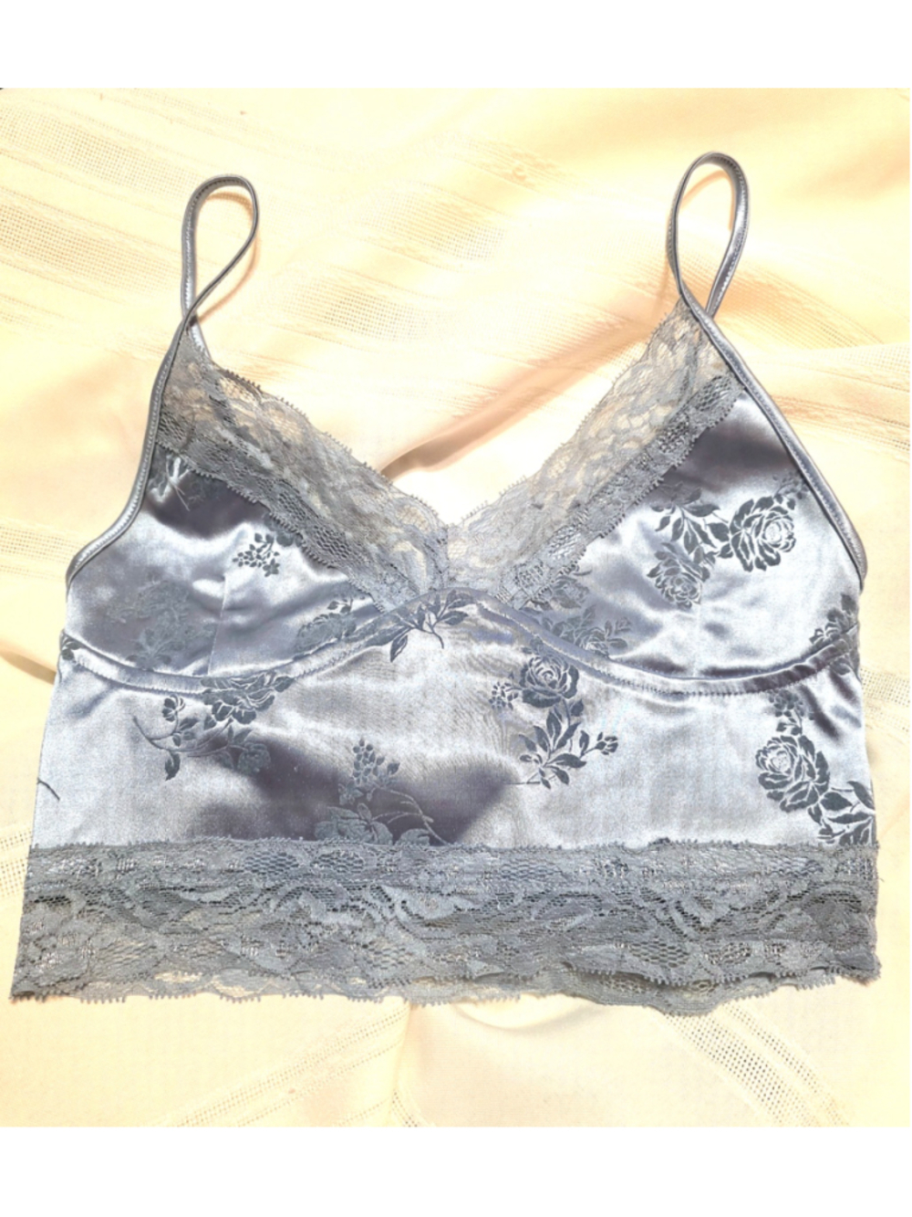 MOTEL ROCKS Yeppy Top in Botanist Flocking Ice Blue XS Casual Club Party
